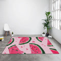 Watercolor Watermelon Rug, Pink Hearts Art