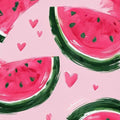 Watercolor Watermelon Rug, Pink Hearts Art