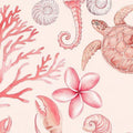 Pink Coastal Rug, Watercolor Sea Turtle