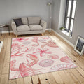 Pink Coastal Rug, Watercolor Sea Turtle
