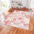 Pink Coastal Rug, Watercolor Sea Turtle