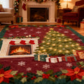 Traditional Christmas Rug, Red Holiday Area Rug, Vintage Xmas