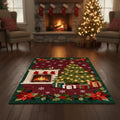 Traditional Christmas Rug, Red Holiday Area Rug, Vintage Xmas