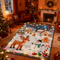 Cute Christmas Rug, Whimsical Holiday Area Rug, Kawaii Winter