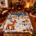 Cute Christmas Rug, Whimsical Holiday Area Rug, Kawaii Winter
