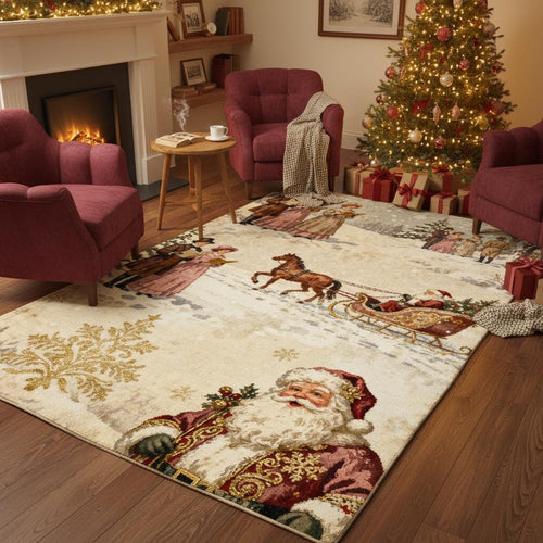 Victorian Christmas Rug, Santa Claus Carpet