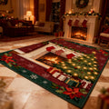 Traditional Christmas Rug, Red and Green Holiday Carpet