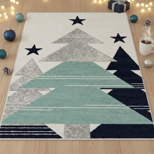 Modern Christmas Rug, Minimalist Winter Carpet