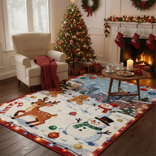 Cute Christmas Rug, Kawaii Holiday Area Rug