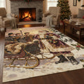 Vintage Christmas Rug, Victorian Santa Claus Carpet