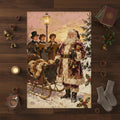 Vintage Christmas Rug, Victorian Santa Claus Carpet