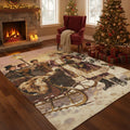 Vintage Christmas Rug, Victorian Santa Claus Carpet