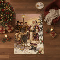 Vintage Christmas Rug, Victorian Santa Claus Carpet