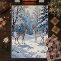 Magical Winter Rug, Snowy Forest Deer Carpet