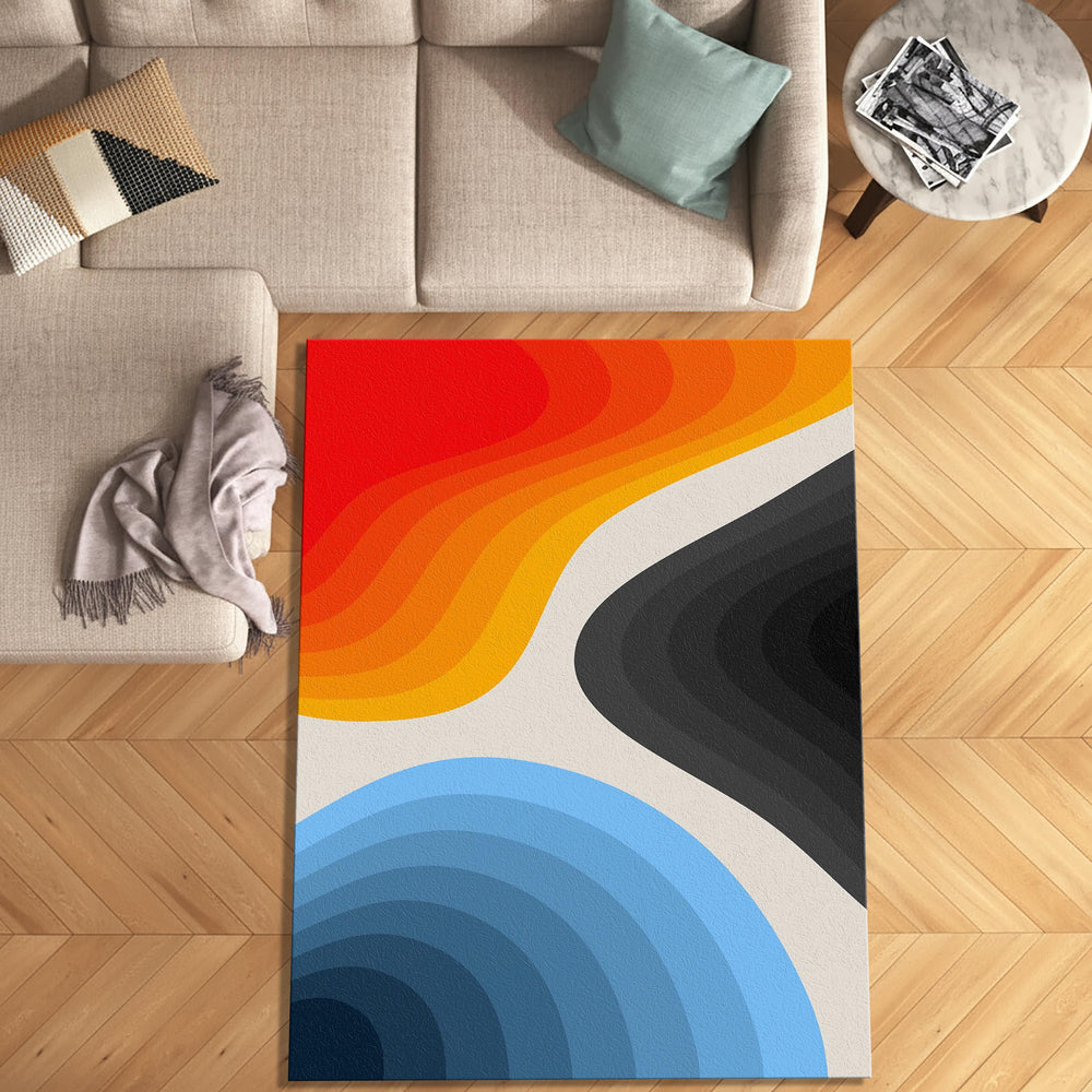 Abstract Art Rug, Multicolored Rug, Geometric Shaped Rug, Home
