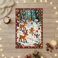 Christmas Rug, Whimsical Reindeer Snowman, Holiday Floor Mat