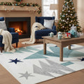 Modern Christmas Rug, Geometric Tree Print, Non-Slip Winter