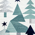 Modern Christmas Rug, Geometric Tree Print, Non-Slip Winter