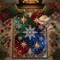 Glam Christmas Area Rug, Glitter Snowflake Design, Non-Slip Floor