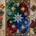 Glam Christmas Area Rug, Glitter Snowflake Design, Non-Slip Floor