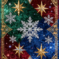 Glam Christmas Area Rug, Glitter Snowflake Design, Non-Slip Floor