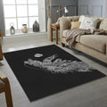 Real Madrid Dragon Fantasy Art Rug Two-Headed Beast Black White