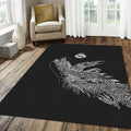 Real Madrid Dragon Fantasy Art Rug Two-Headed Beast Black White