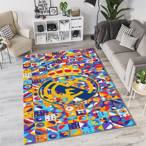 Real Madrid Pop Art Mosaic Rug Maximalist Geometric Colorful