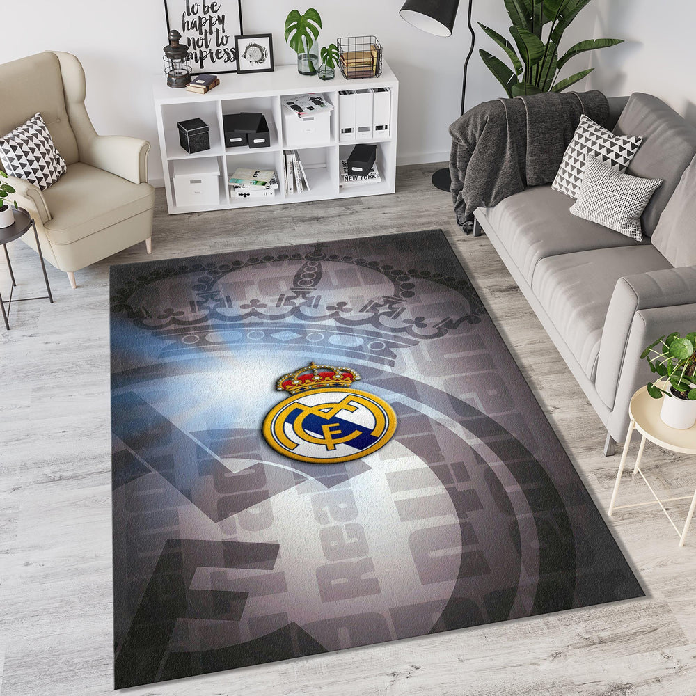 Real Madrid Crest Layered Rug Royal Crown Sleek Soccer Fan Mat