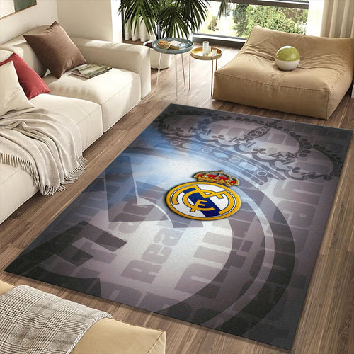 Real Madrid Crest Layered Rug Royal Crown Sleek Soccer Fan Mat