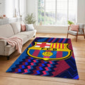 FC Barcelona Vibrant Zig-Zag Rug Red Blue Gold Crest Barça Logo