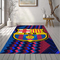 FC Barcelona Vibrant Zig-Zag Rug Red Blue Gold Crest Barça Logo