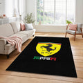 Classic Ferrari Shield Logo Rug Minimalist Black Prancing Horse
