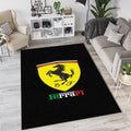 Classic Ferrari Shield Logo Rug Minimalist Black Prancing Horse