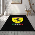 Classic Ferrari Shield Logo Rug Minimalist Black Prancing Horse