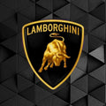 Lamborghini Logo Rug Black and Gold Shield Bull Mat Luxury Exotic