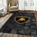 Lamborghini Logo Rug Black and Gold Shield Bull Mat Luxury Exotic
