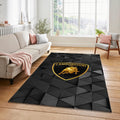 Lamborghini Logo Rug Black and Gold Shield Bull Mat Luxury Exotic