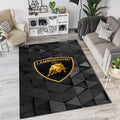 Lamborghini Logo Rug Black and Gold Shield Bull Mat Luxury Exotic