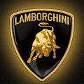Lamborghini Glowing Gold Logo Rug Premium Black Bull Shield Mat