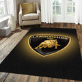 Lamborghini Glowing Gold Logo Rug Premium Black Bull Shield Mat