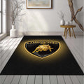 Lamborghini Glowing Gold Logo Rug Premium Black Bull Shield Mat