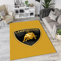 Lamborghini Gold Logo Rug Minimalist Yellow Background Bull