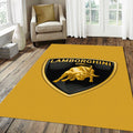 Lamborghini Gold Logo Rug Minimalist Yellow Background Bull