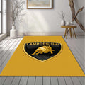 Lamborghini Gold Logo Rug Minimalist Yellow Background Bull