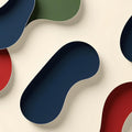 3D Layered Abstract Shapes Rug Modern Organic Cutout Pattern Mat