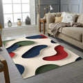 3D Layered Abstract Shapes Rug Modern Organic Cutout Pattern Mat