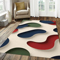 3D Layered Abstract Shapes Rug Modern Organic Cutout Pattern Mat