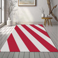 Diagonal Red White Stripe Knit Rug Cozy Woven Texture Area Mat