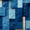 Crumpled Paper Abstract Rug Blue Tones Mosaic Patchwork Mat